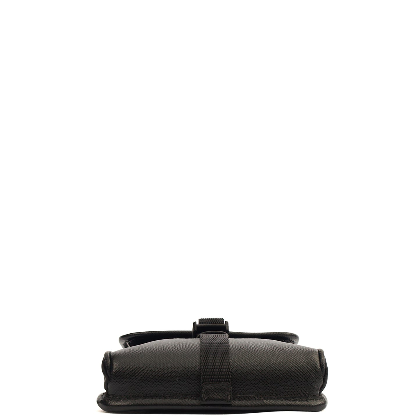 Prada Cross Body Plaque Logo Leather Mini Bag in Black, Nylon — Alternate View 11