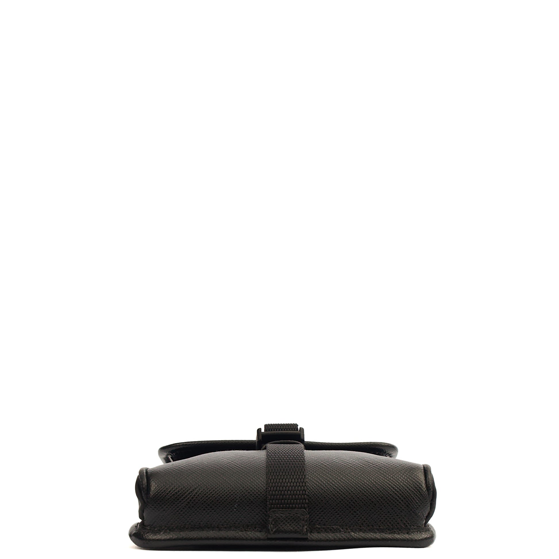 Prada Cross Body Plaque Logo Leather Mini Bag in Black, Nylon — Alternate View 11