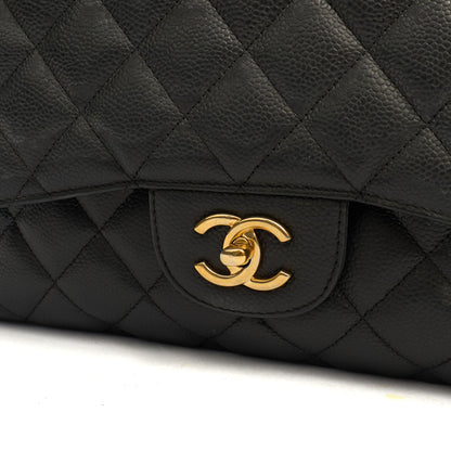 Chanel Shoulder Bag Classic Double Flap - Large in Black, Caviar Leather — Alternate View 8