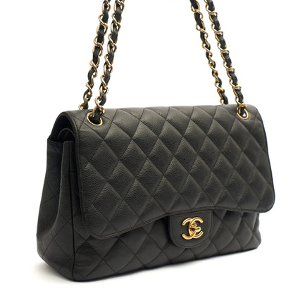 Chanel Shoulder Bag Classic Double Flap - Large in Black, Caviar Leather — Alternate View 9
