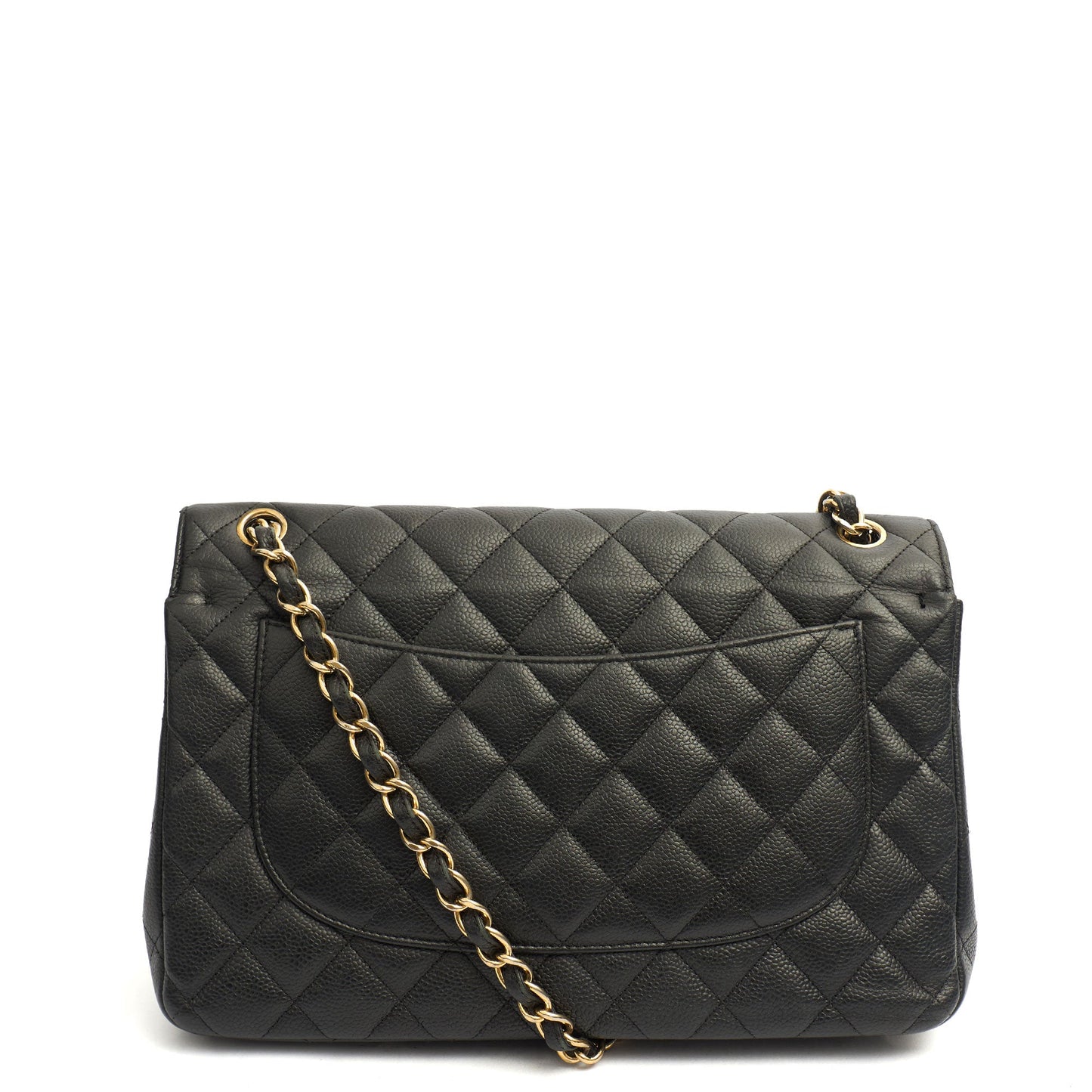 Chanel Shoulder Bag Classic Double Flap - Large in Black, Caviar Leather — Top View