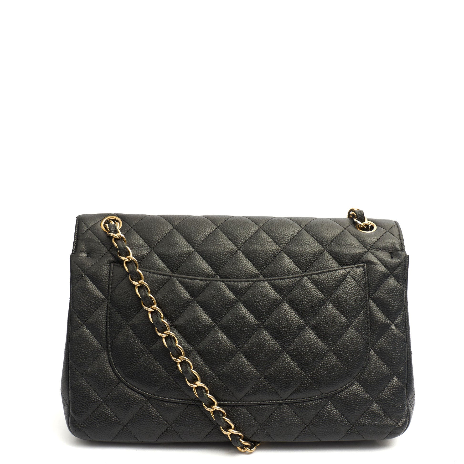 Chanel Shoulder Bag Classic Double Flap - Large in Black, Caviar Leather — Top View