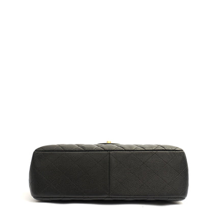 Chanel Shoulder Bag Classic Double Flap - Large in Black, Caviar Leather — Detail View