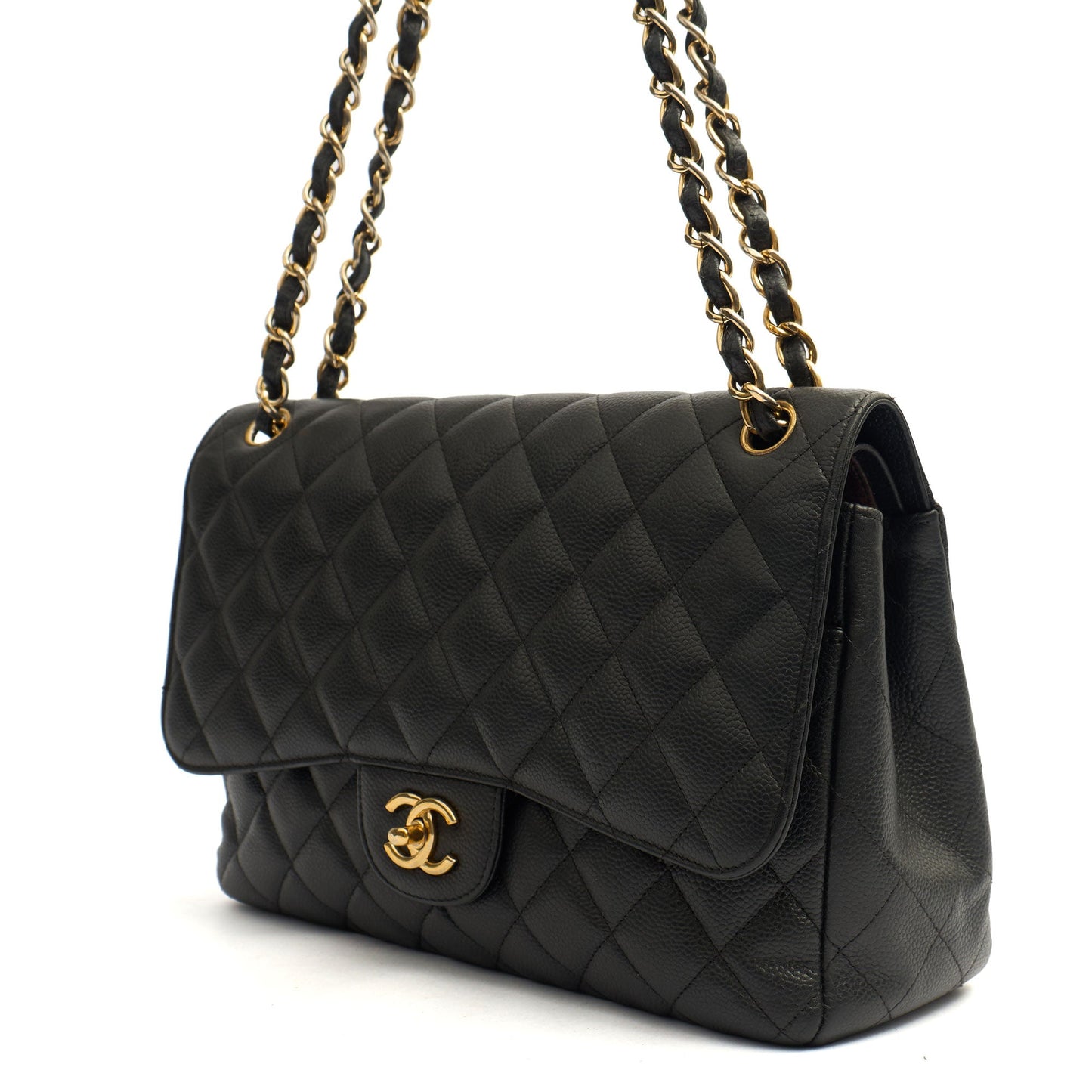 Chanel Shoulder Bag Classic Double Flap - Large in Black, Caviar Leather — Alternate View 7