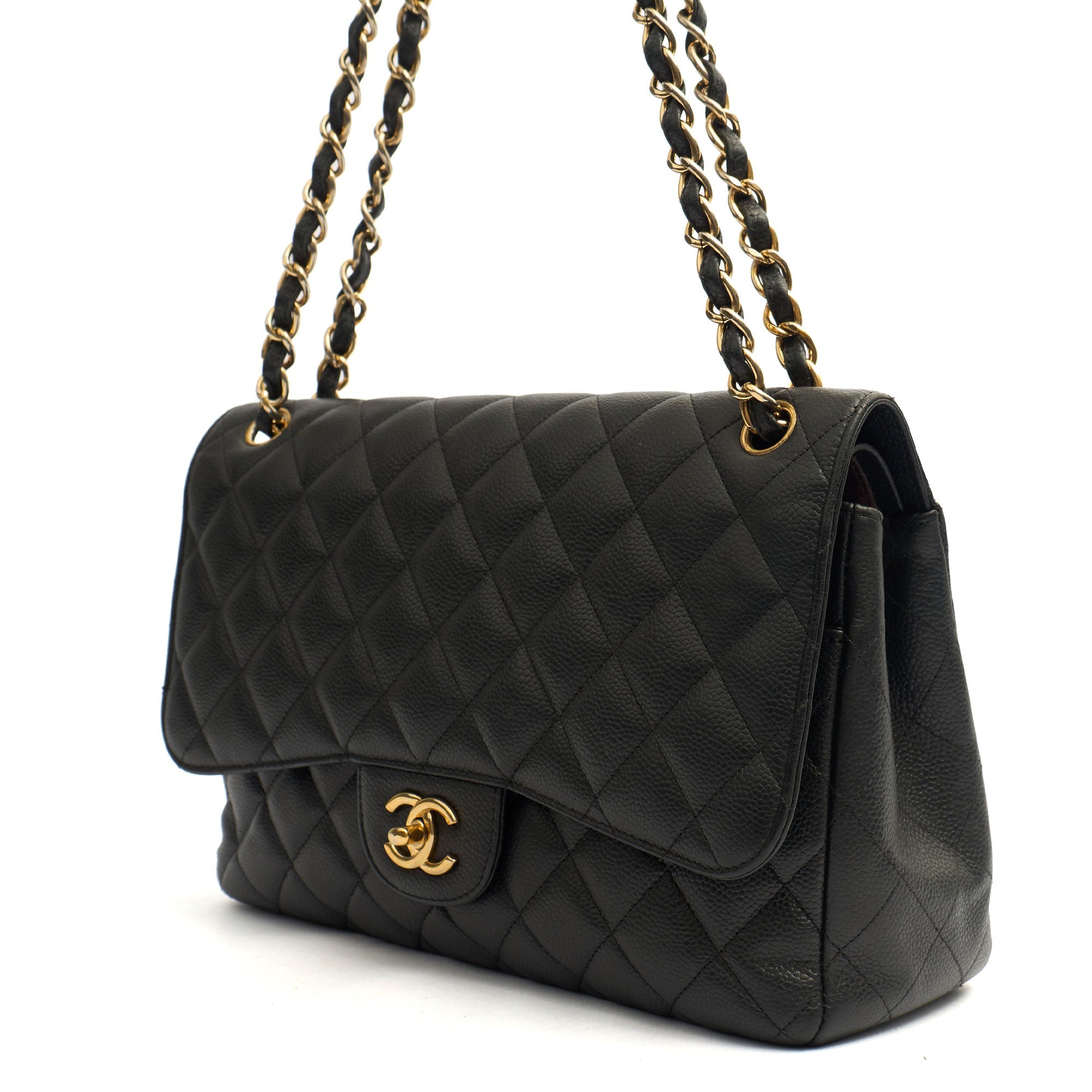 Chanel Shoulder Bag Classic Double Flap - Large in Black, Caviar Leather — Alternate View 7