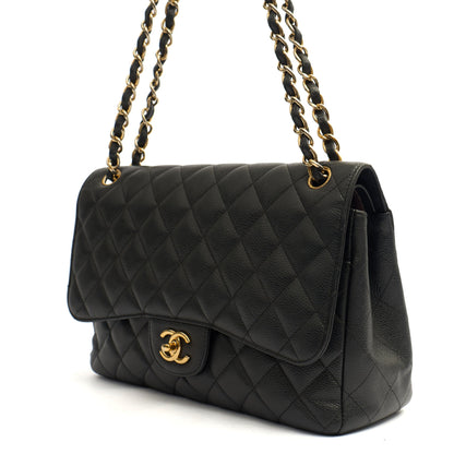 Chanel Shoulder Bag Classic Double Flap - Large in Black, Caviar Leather — Alternate View 7