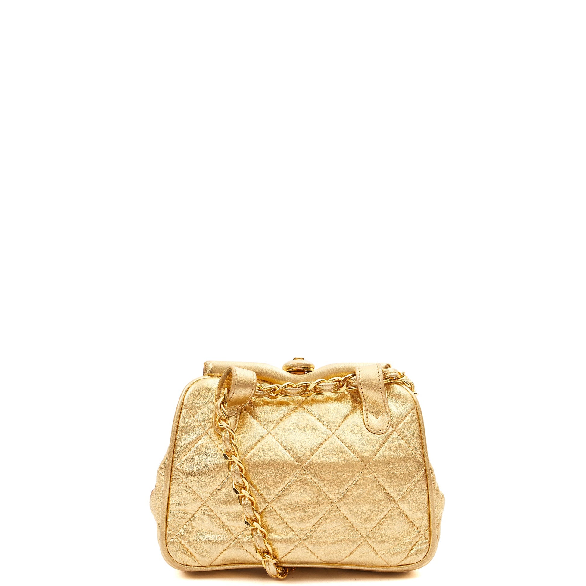 Chanel Cross Body Belt Bag in Metallic, Calfskin Leather — Back View