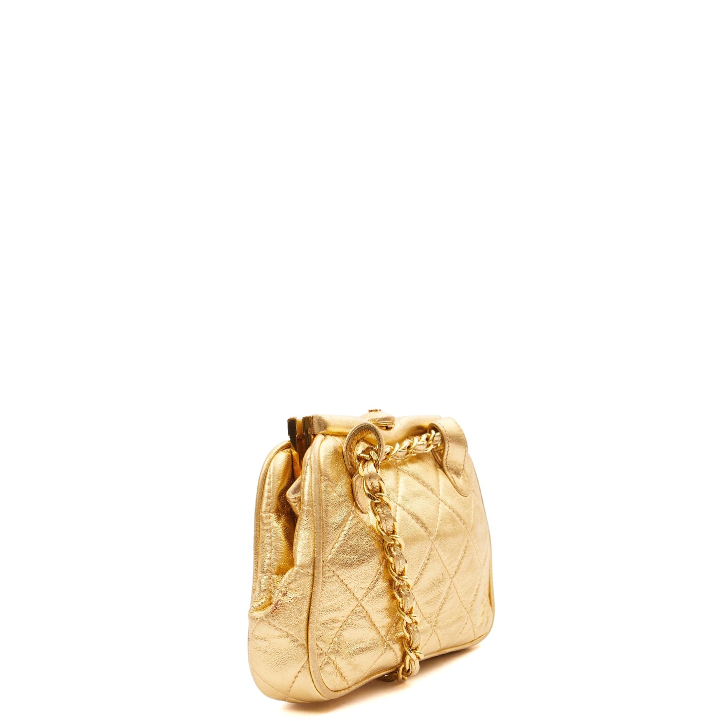 Chanel Cross Body Belt Bag in Metallic, Calfskin Leather — Side View