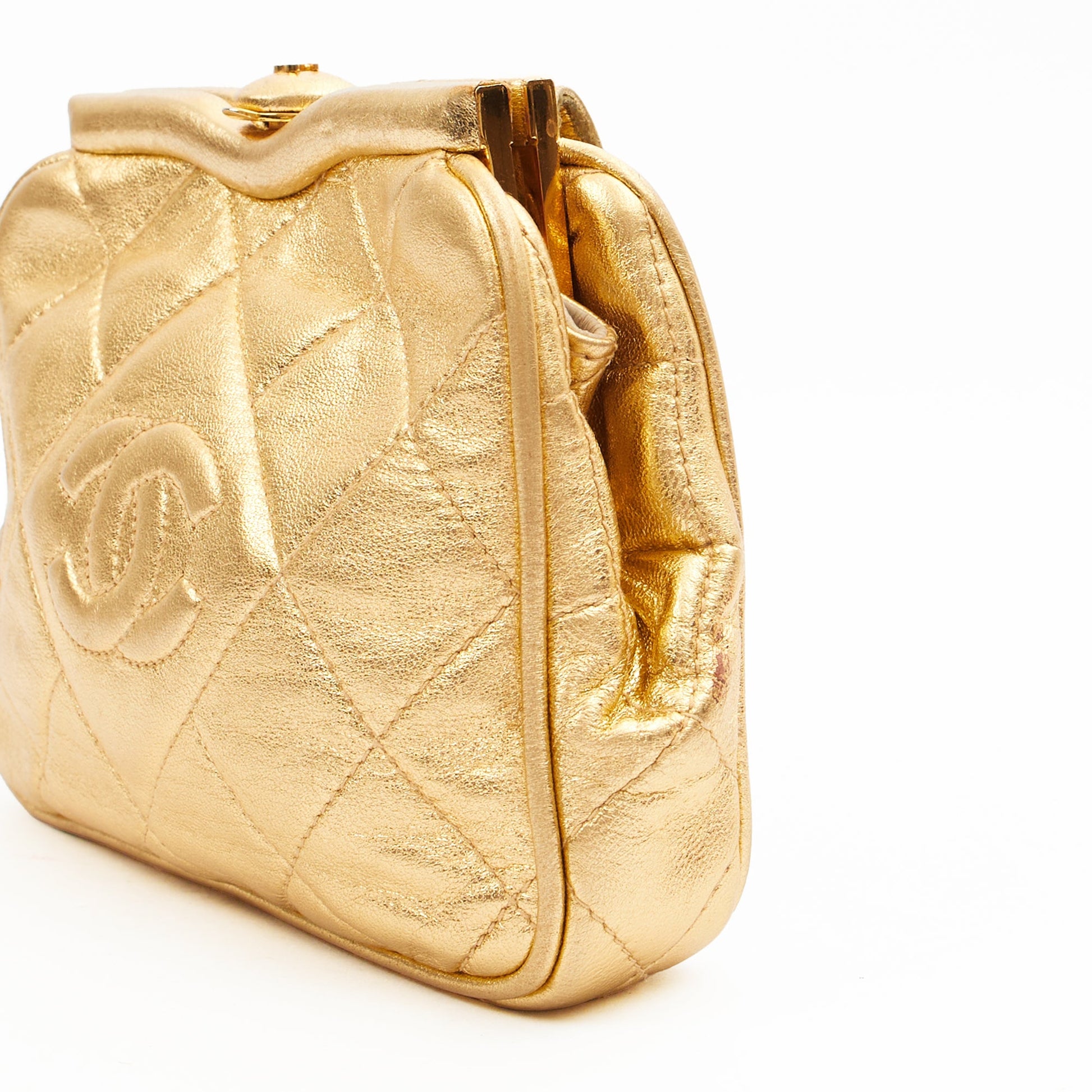 Chanel Cross Body Belt Bag in Metallic, Calfskin Leather — Alternate View 17