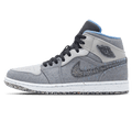Air Jordan 1 Mid 'Crater Grey University Blue' — UK 3 | EU 35.5 | US 3.5 — Front View