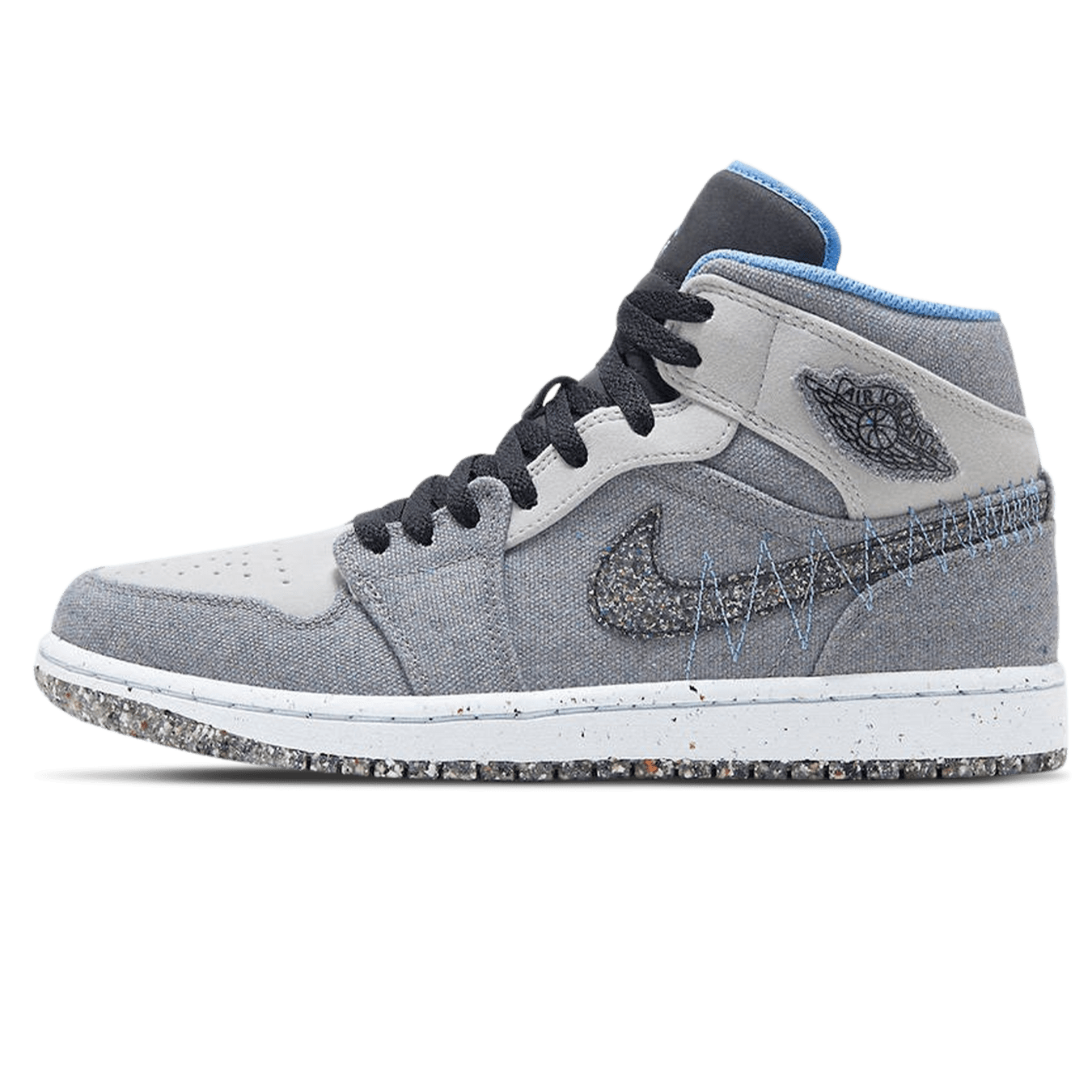 Air Jordan 1 Mid 'Crater Grey University Blue' — UK 3 | EU 35.5 | US 3.5 — Front View