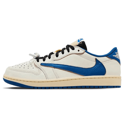 Fragment Design x Travis Scott x Air Jordan 1 Retro Low OG 'White Blue' — UK 3 | EU 35.5 | US 3.5 — Front View