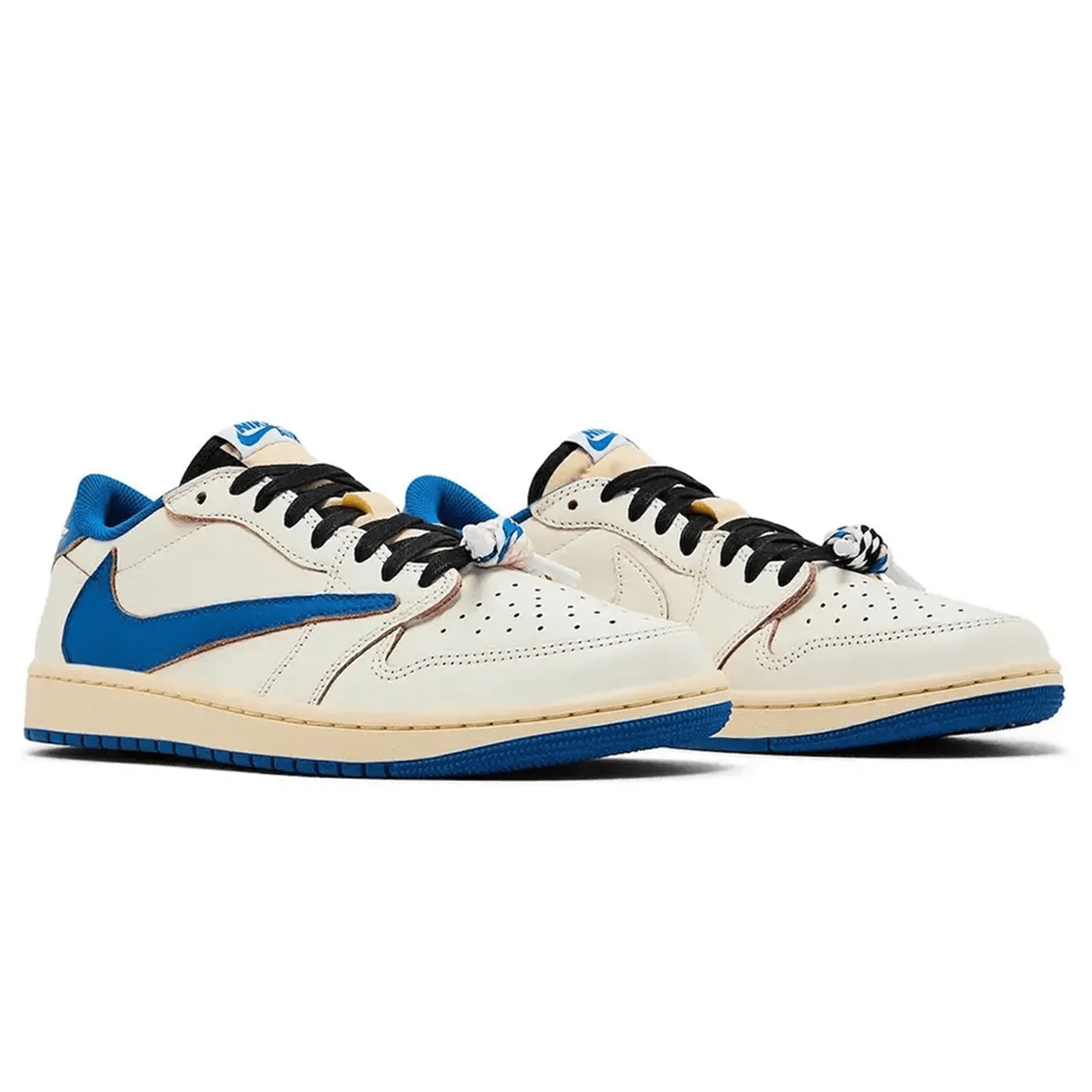 Fragment Design x Travis Scott x Air Jordan 1 Retro Low OG 'White Blue' — UK 3 | EU 35.5 | US 3.5 — Top View
