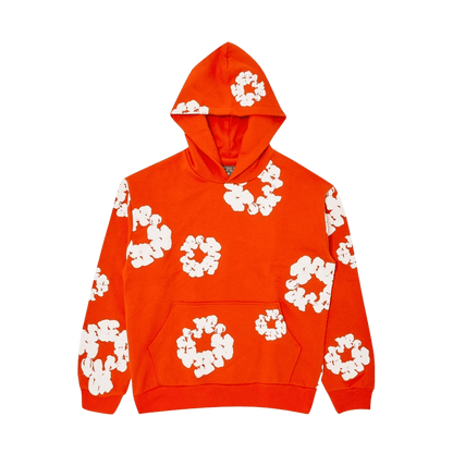 Denim Tears The Cotton Wreath Hooded Sweatshirt 'Orange' — XXS — Front View