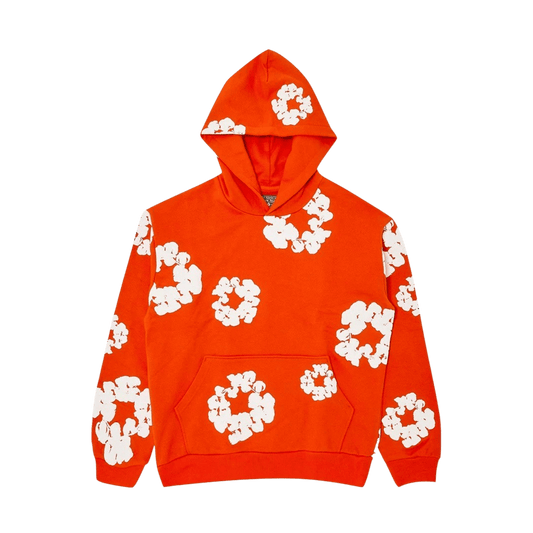 Denim Tears The Cotton Wreath Hooded Sweatshirt 'Orange' — XXS — Front View