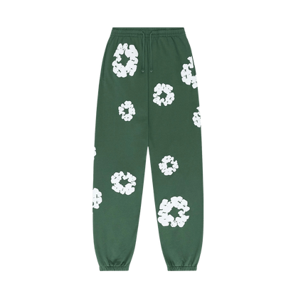 Denim Tears The Cotton Wreath Sweatpants 'Green' — XXS — Front View
