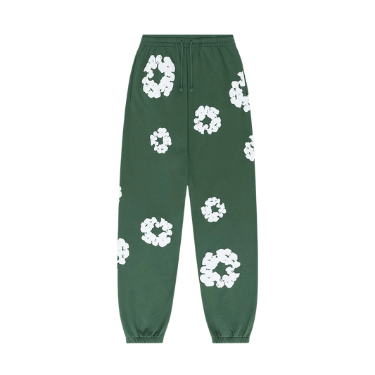Denim Tears The Cotton Wreath Sweatpants 'Green' — XXS — Front View
