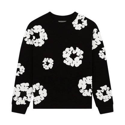Denim Tears The Cotton Wreath Long Sleeve Tee 'Black' — XXS — Front View