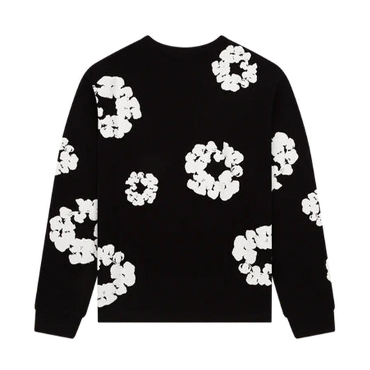 Denim Tears The Cotton Wreath Long Sleeve Tee 'Black' — XXS — Side View