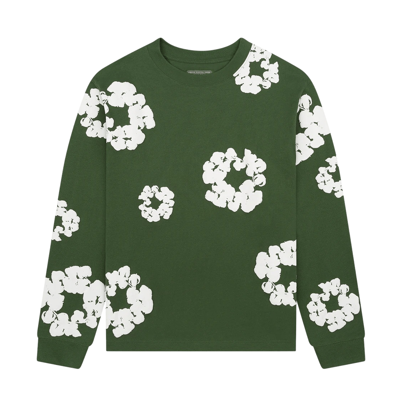 Denim Tears The Cotton Wreath Long Sleeve Tee 'Green' — XXS — Front View