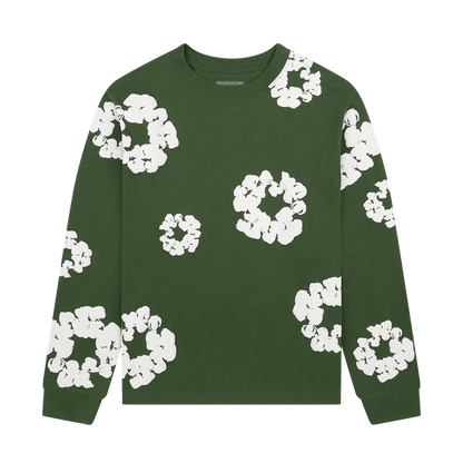 Denim Tears The Cotton Wreath Long Sleeve Tee 'Green' — XXS — Front View
