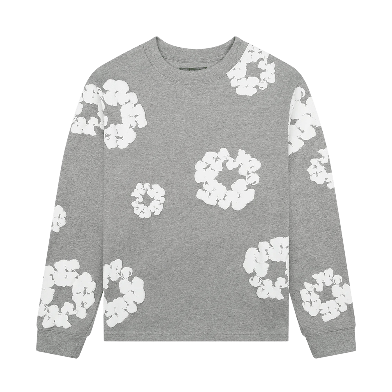 Denim Tears The Cotton Wreath Long Sleeve Tee 'Grey' — XXS — Front View