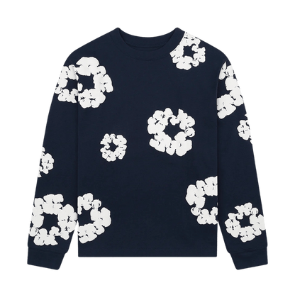 Denim Tears The Cotton Wreath Long Sleeve Tee 'Navy' — XXS — Front View