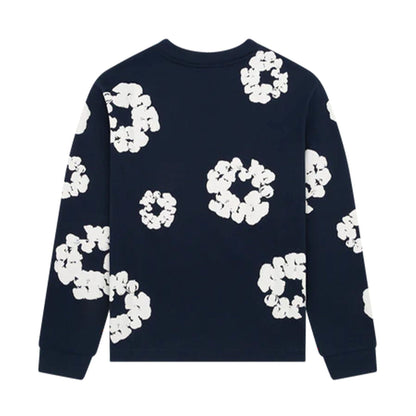Denim Tears The Cotton Wreath Long Sleeve Tee 'Navy' — XXS — Side View