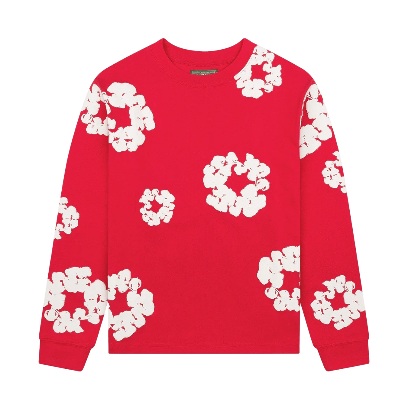 Denim Tears The Cotton Wreath Long Sleeve Tee 'Red' — XXS — Front View
