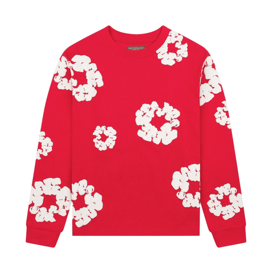 Denim Tears The Cotton Wreath Long Sleeve Tee 'Red' — XXS — Front View