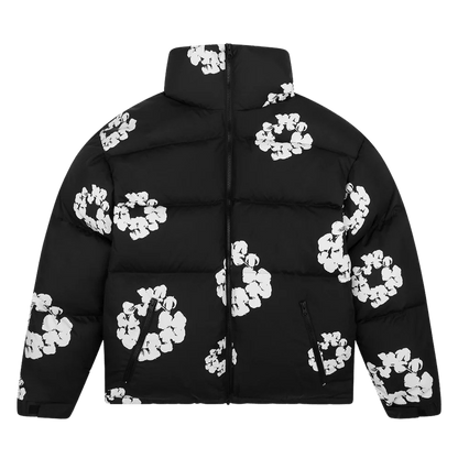 Denim Tears The Cotton Wreath Puffer Jacket 'Black' — XXS — Front View