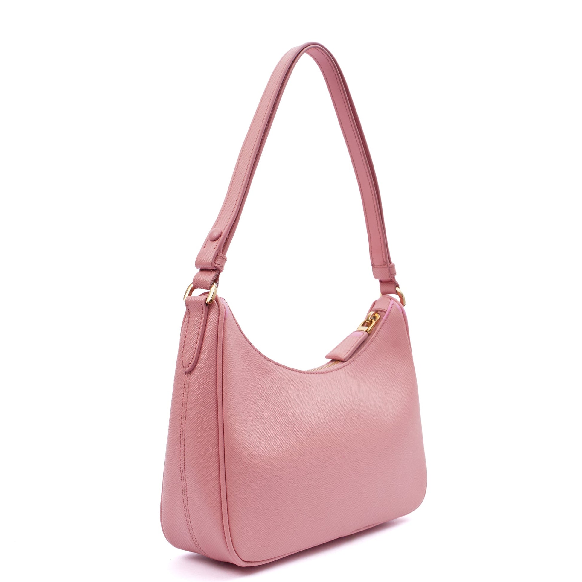 Prada Shoulder Bag Re-Edition 2005 Saffiano in Pink, Saffiano Leather — Side View