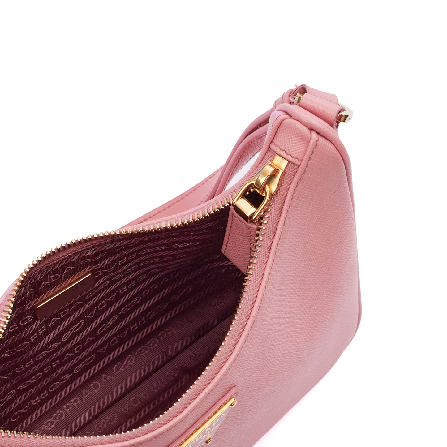 Prada Shoulder Bag Re-Edition 2005 Saffiano in Pink, Saffiano Leather — Alternate View 11