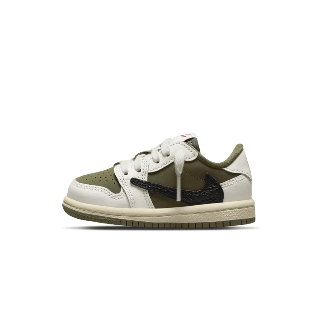 Travis Scott x Air Jordan 1 Low OG TD 'Medium Olive' — UK 0C | EU 15 | US 0C — Front View