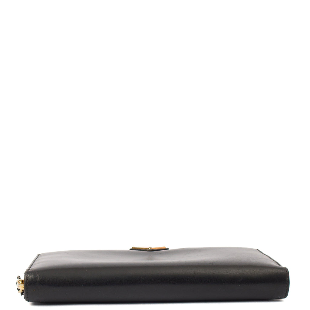 Prada Purse Zip Around Wallet in Black, Leather — Detail View
