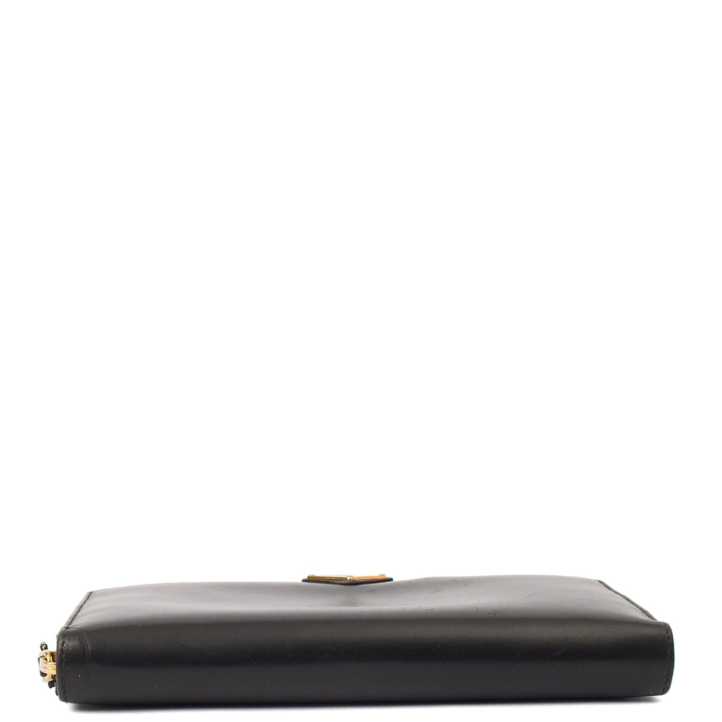 Prada Purse Zip Around Wallet in Black, Leather — Detail View