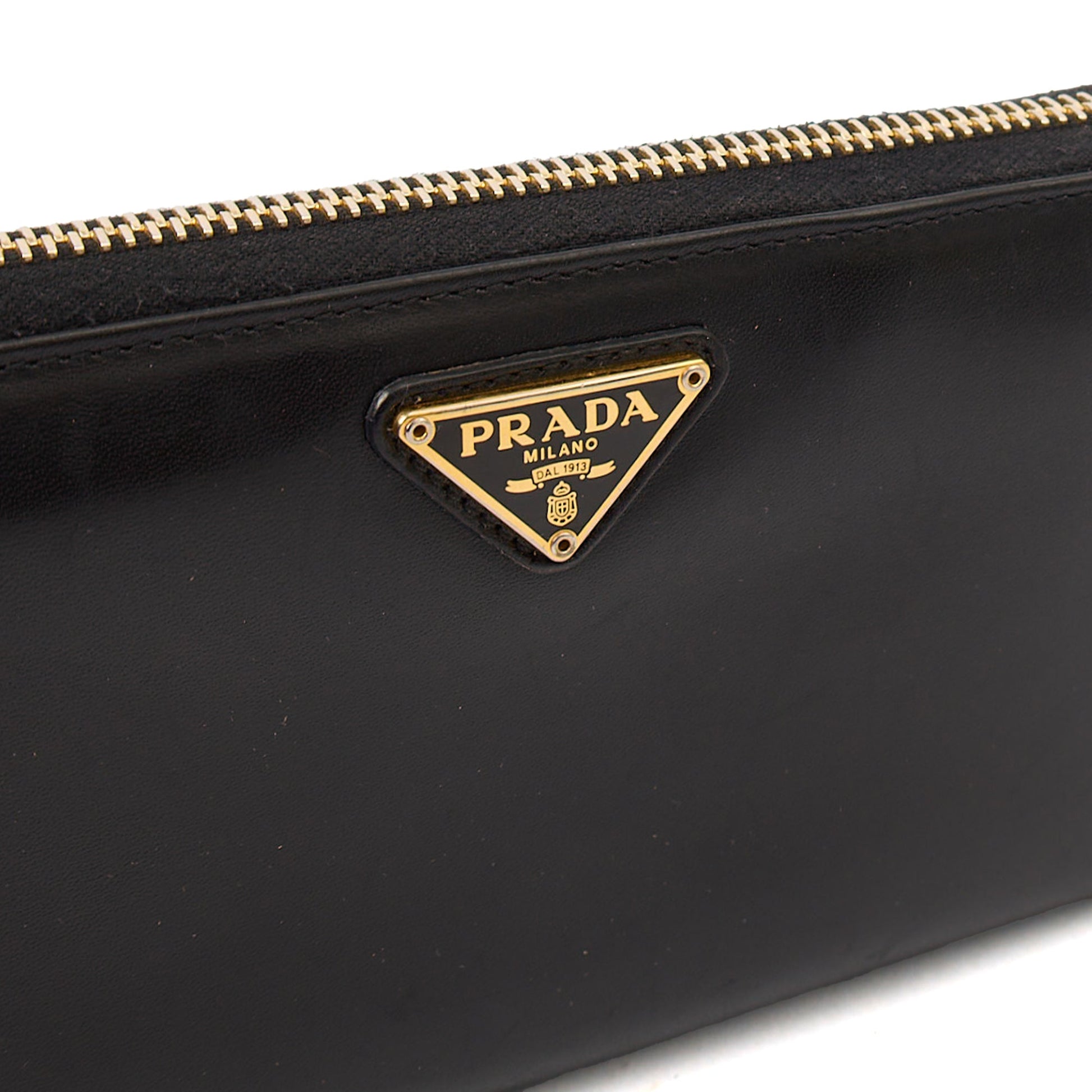 Prada Purse Zip Around Wallet in Black, Leather — Lifestyle View