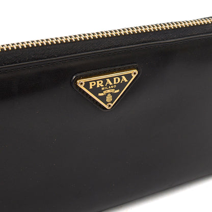 Prada Purse Zip Around Wallet in Black, Leather — Lifestyle View