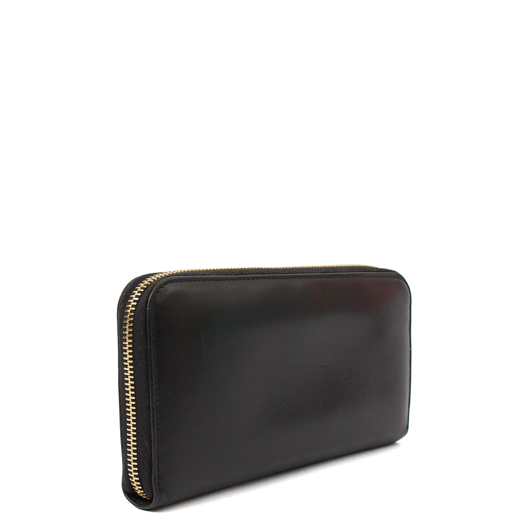 Prada Purse Zip Around Wallet in Black, Leather — Back View