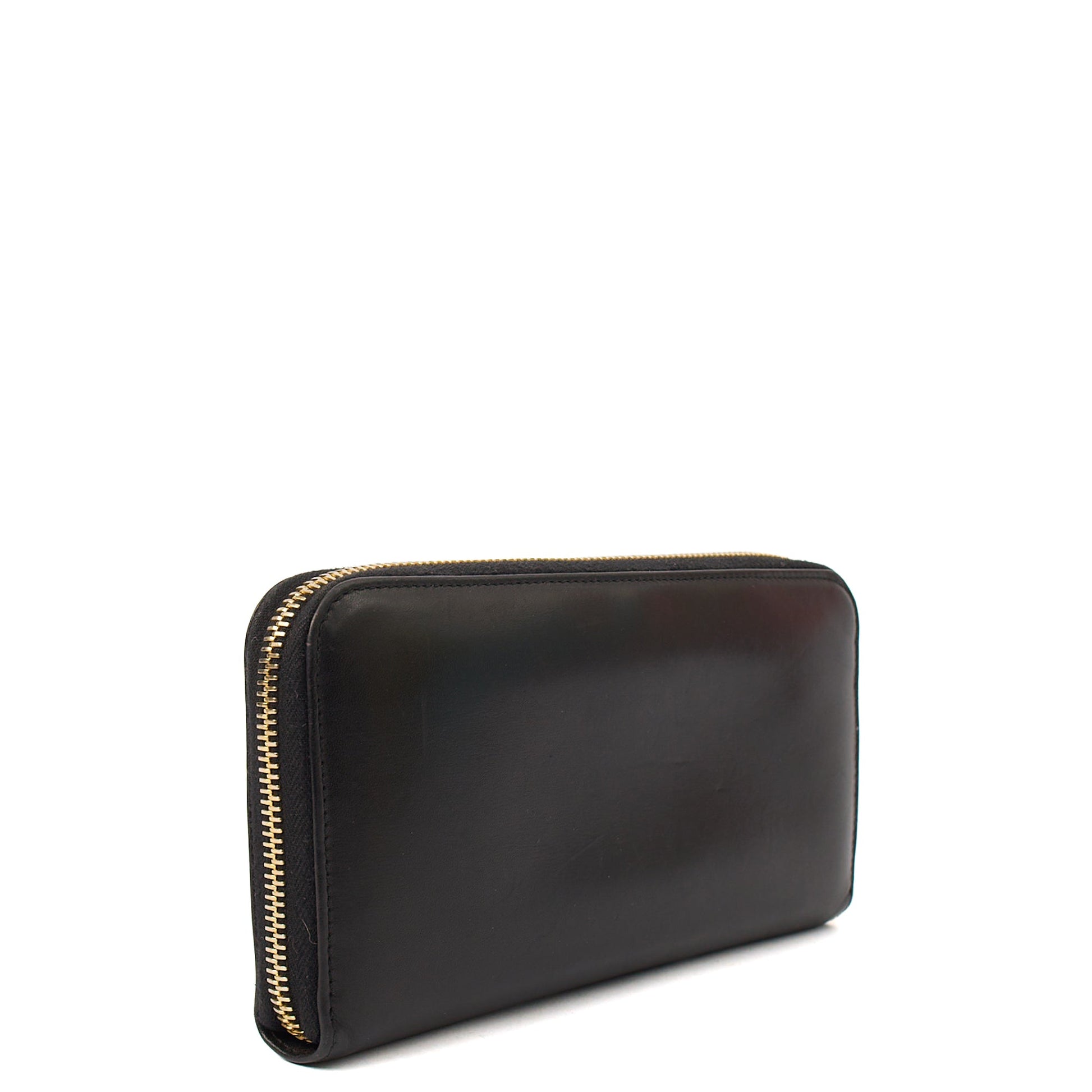 Prada Purse Zip Around Wallet in Black, Leather — Back View