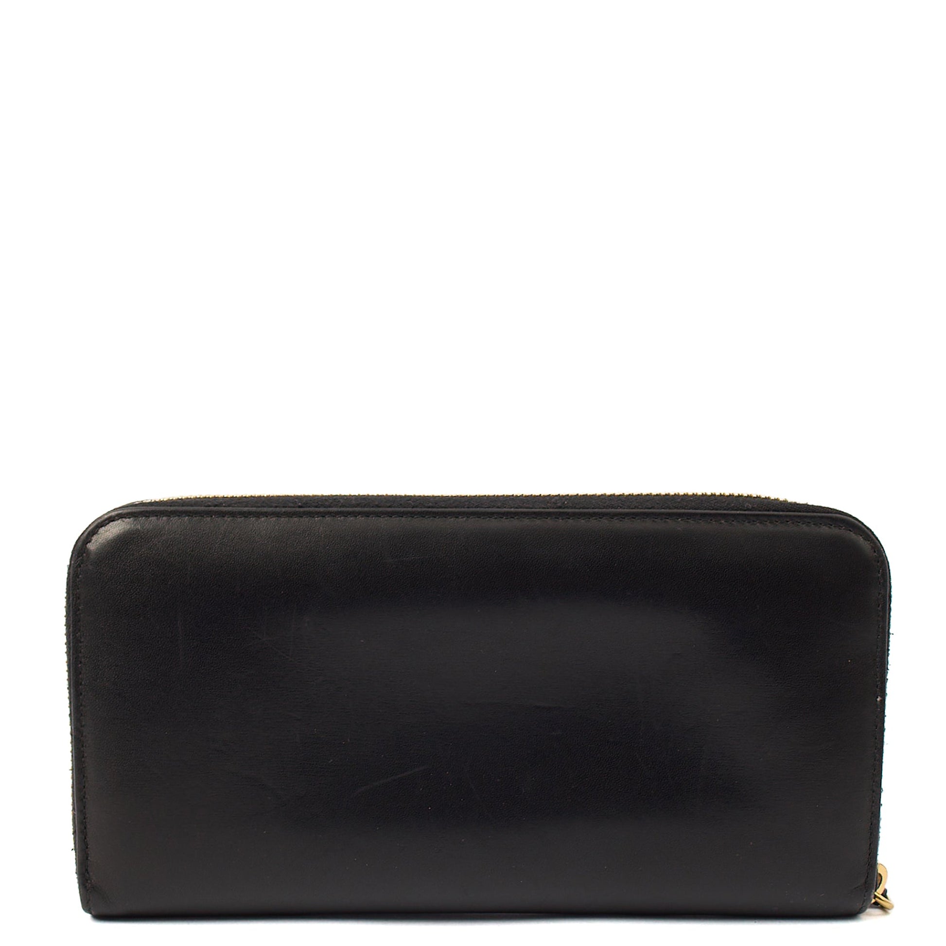 Prada Purse Zip Around Wallet in Black, Leather — Top View
