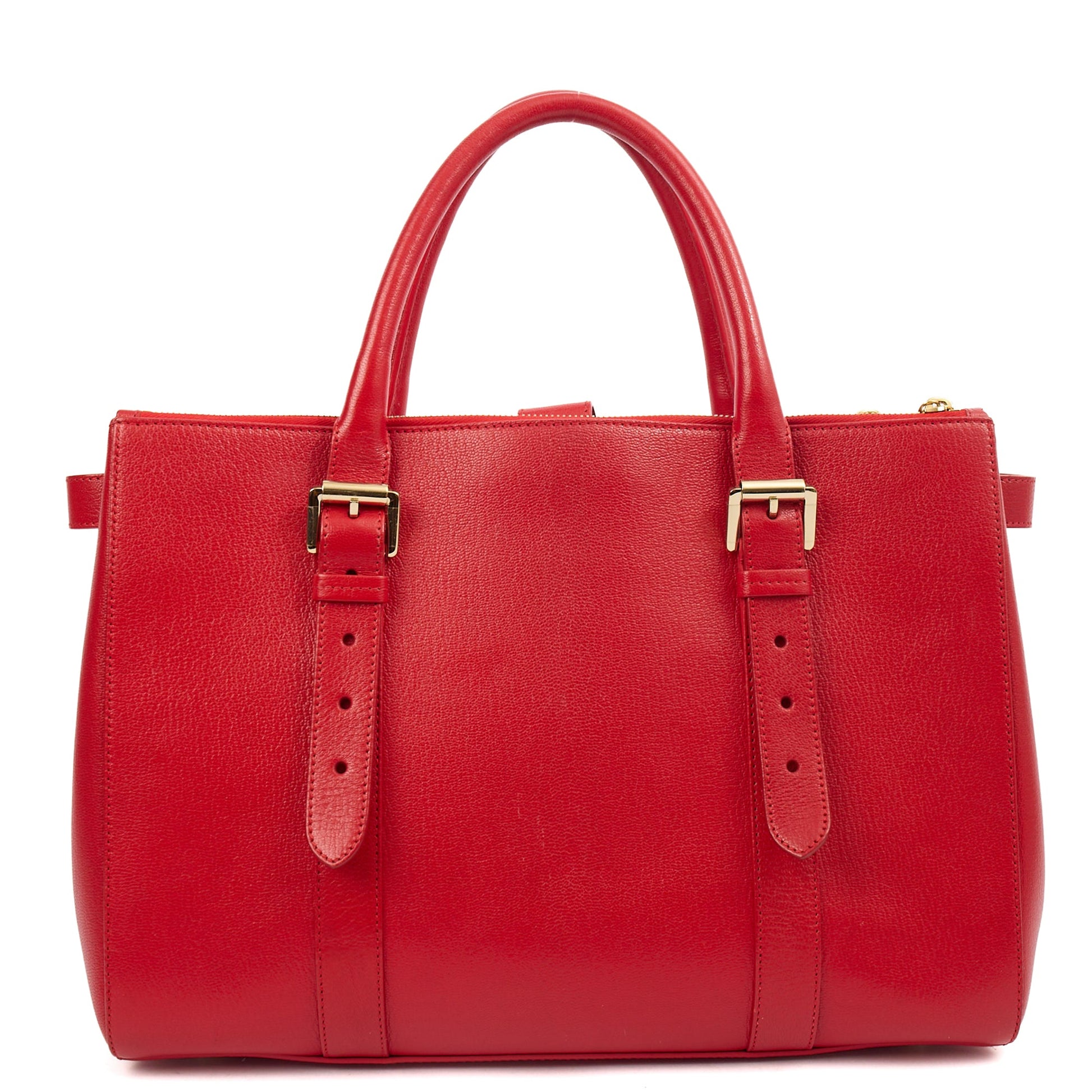 Mulberry Tote Bayswater Double Zip Tote in Scarlett, Leather — Top View