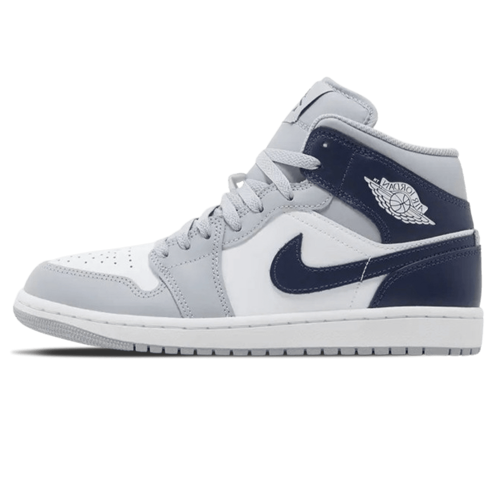 Air Jordan 1 Mid 'Wolf Grey Midnight Navy' — UK 3 | EU 35.5 | US 3.5 — Front View