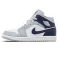 Air Jordan 1 Mid 'Wolf Grey Midnight Navy' — UK 3 | EU 35.5 | US 3.5 — Front View