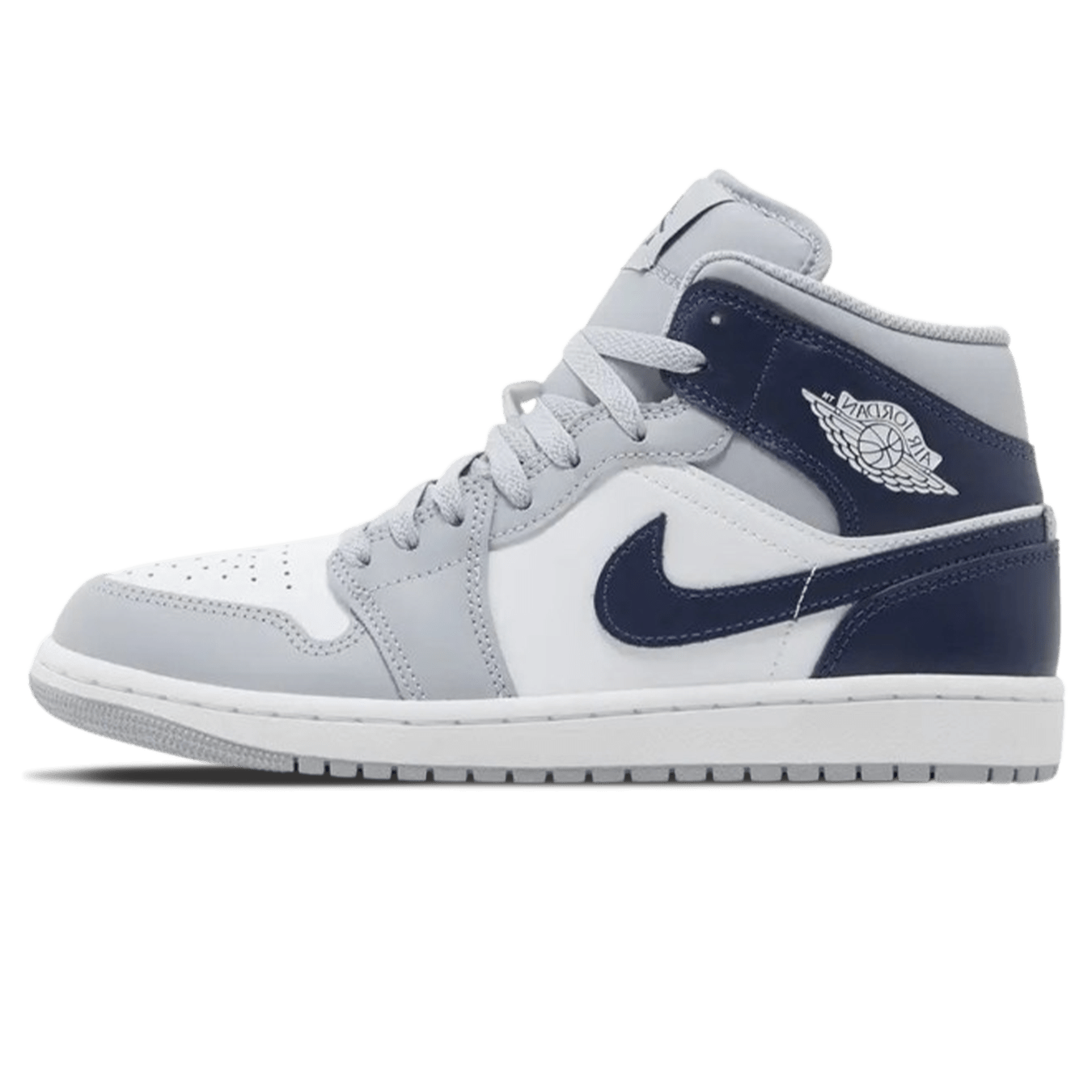 Air Jordan 1 Mid 'Wolf Grey Midnight Navy' — UK 3 | EU 35.5 | US 3.5 — Front View
