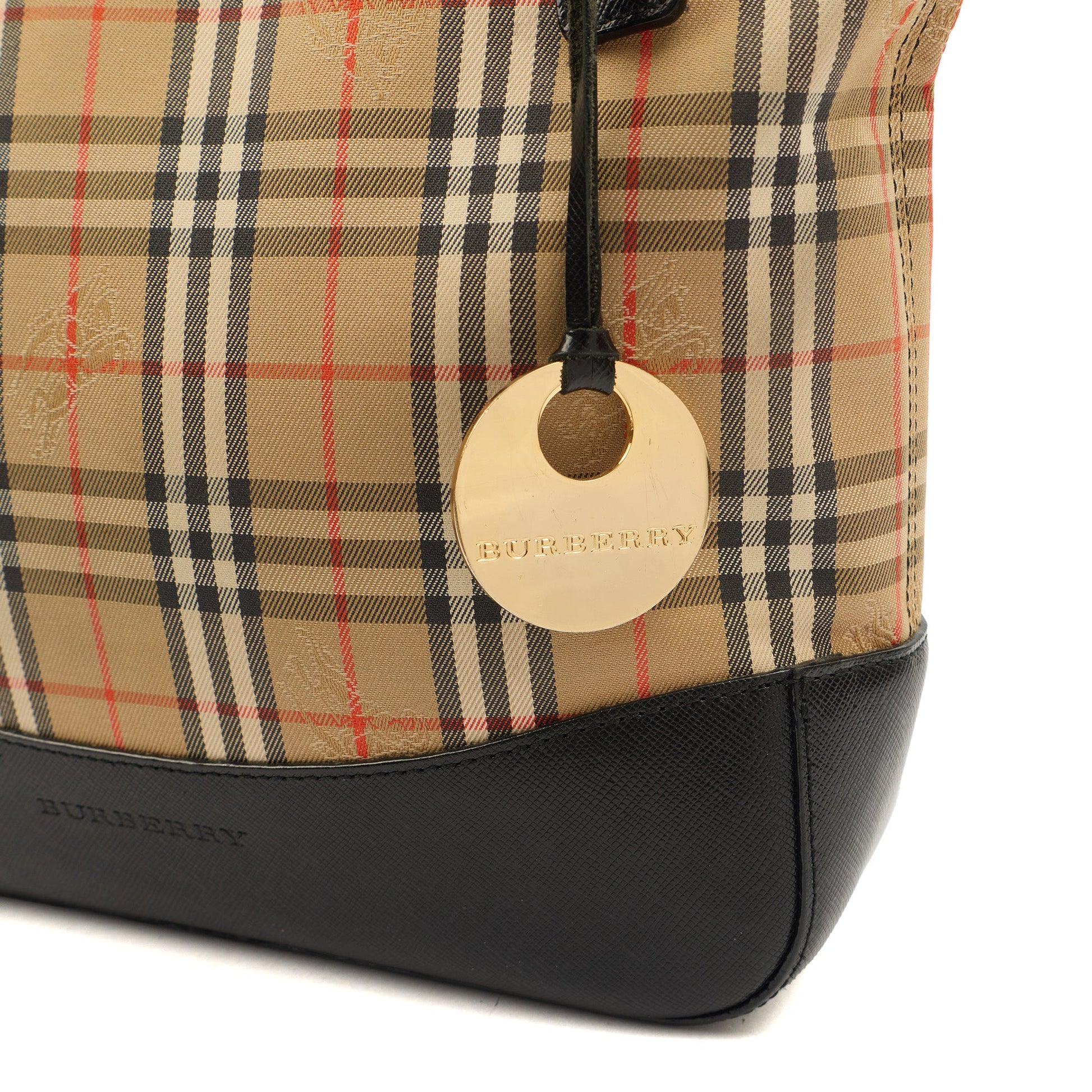 Burberry Shoulder Bag Check Tote in Nova Check, Fabric — Lifestyle View