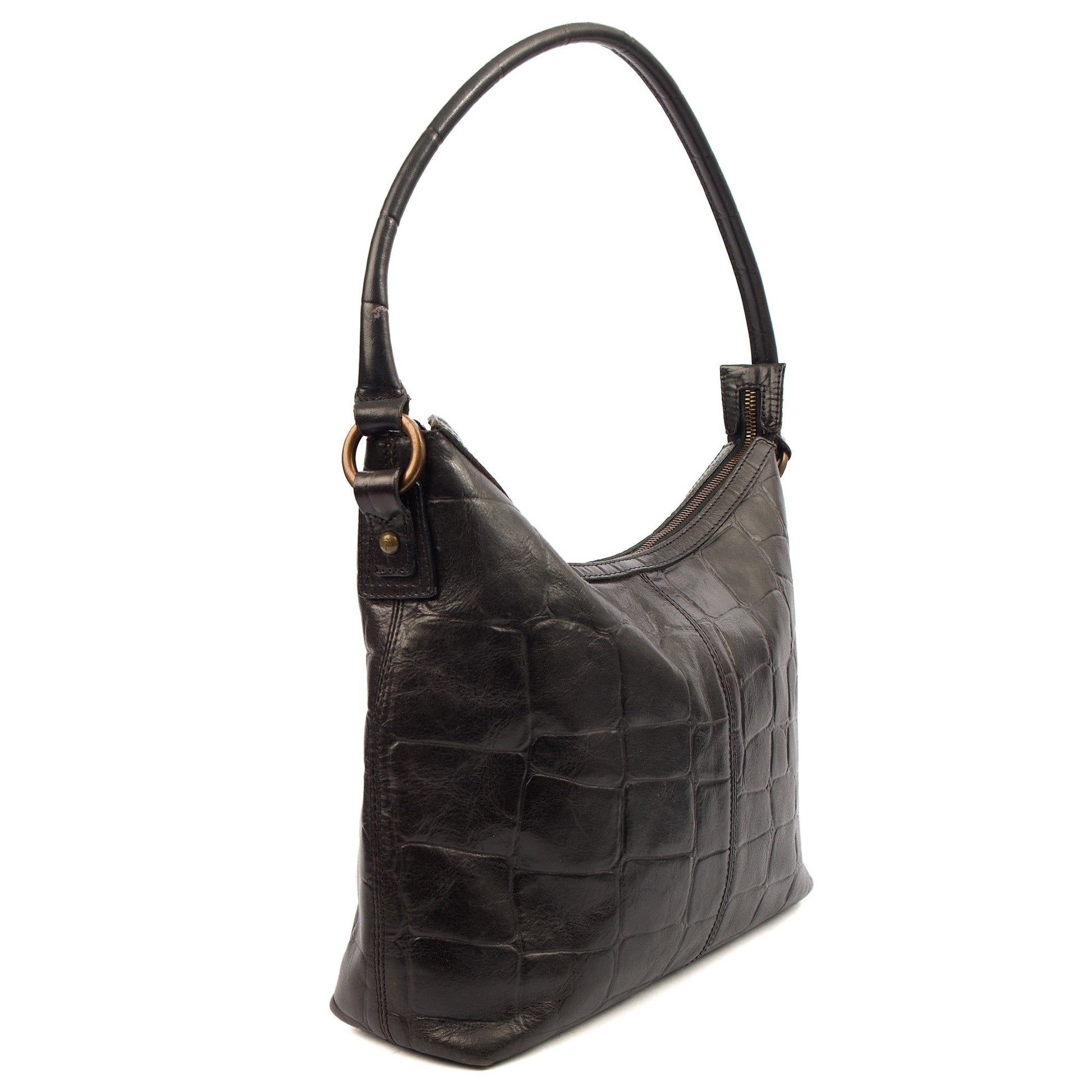 Mulberry Tote Vintage Shoulder Bag in Black, Exotic Effect Leather — Back View