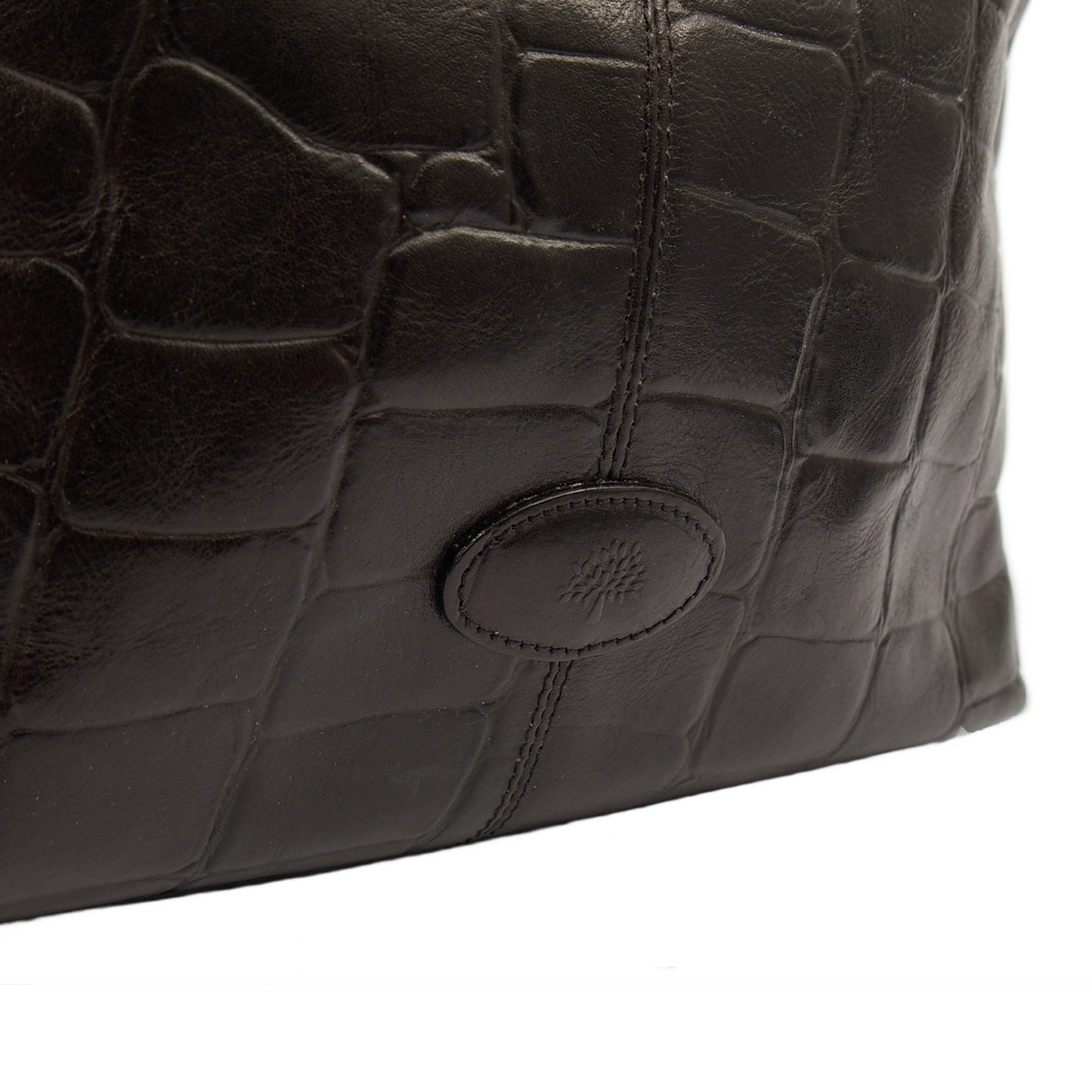 Mulberry Tote Vintage Shoulder Bag in Black, Exotic Effect Leather — Side View