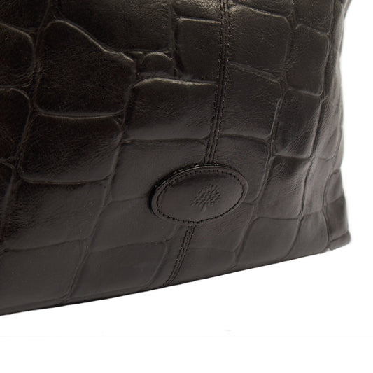 Mulberry Tote Vintage Shoulder Bag in Black, Exotic Effect Leather — Side View