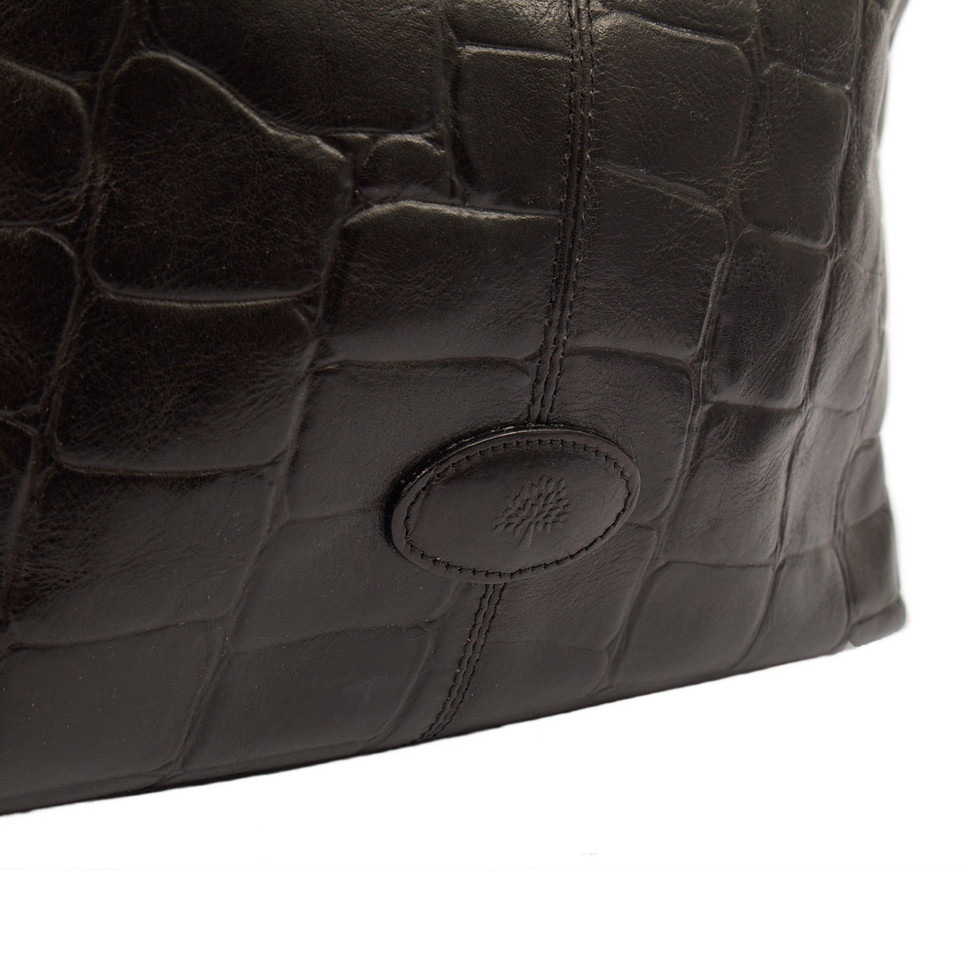 Mulberry Tote Vintage Shoulder Bag in Black, Exotic Effect Leather — Alternate View 8